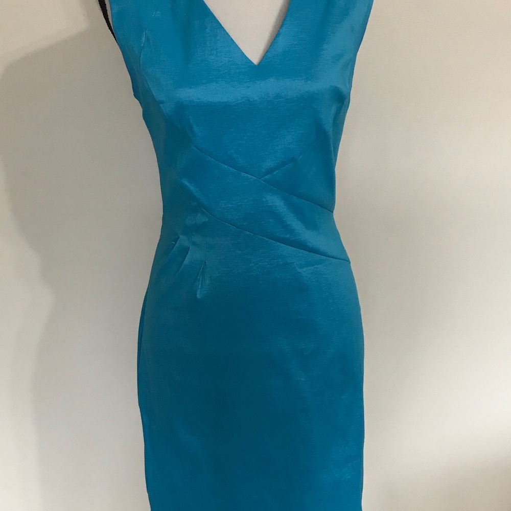 Walter Baker Dress m turquoise shiny stretchsheath